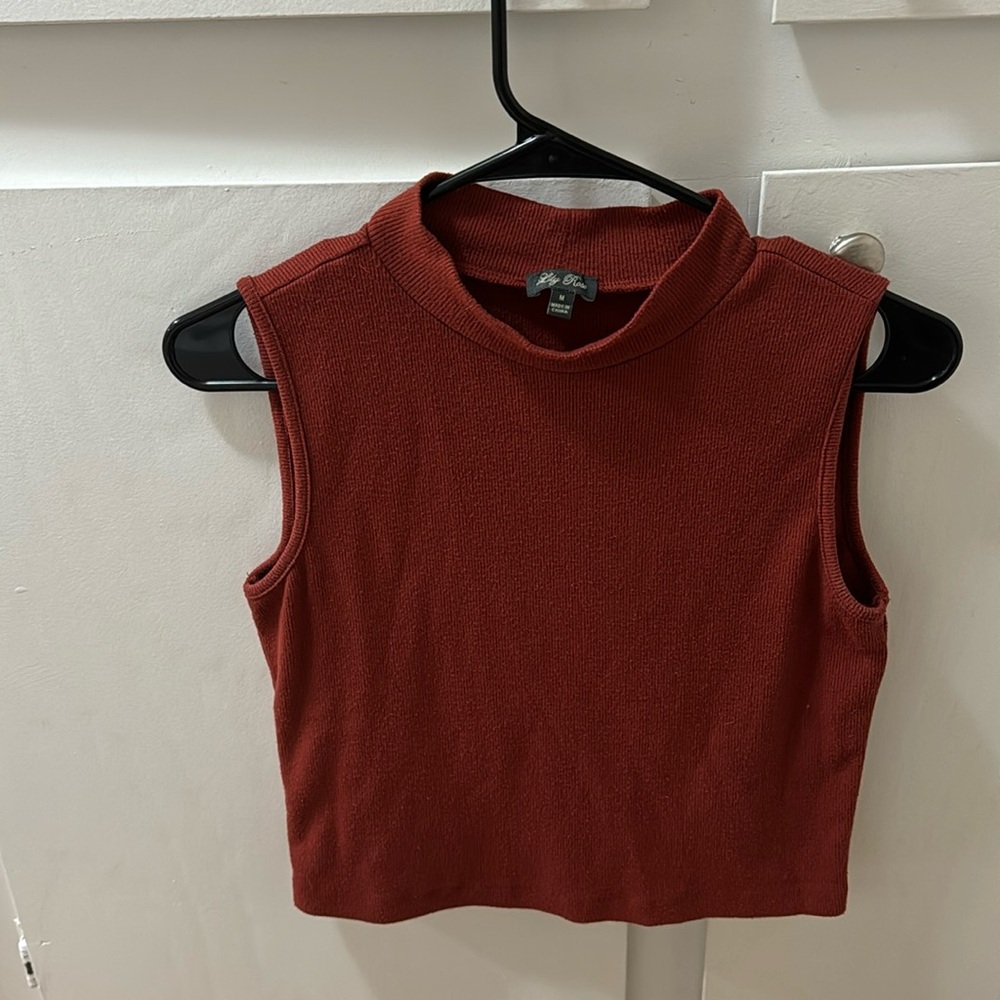 Lily Rose Turtle Neck Sleeveless Crop Top